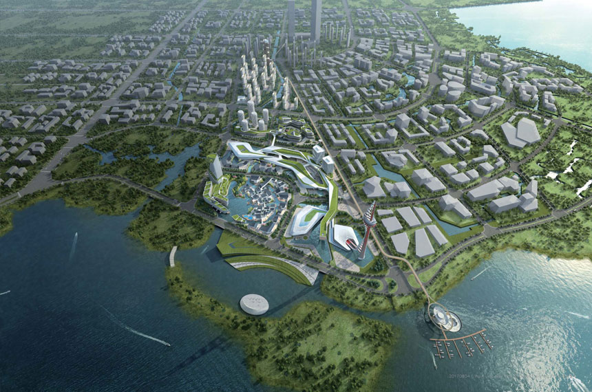 Wuxi Vertical Theme Park, artist impression, aerial view